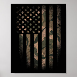 Tarnmuster-amerikanische-Flagge-USA-Militär-Tarnun Poster