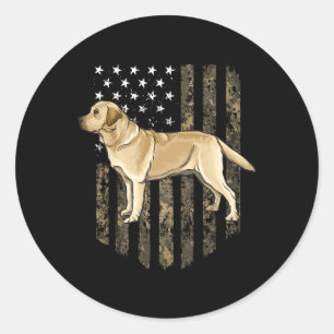 Tarnmuster-amerikanische Flagge Yellow Labrador Re Runder Aufkleber
