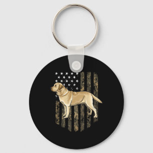 Tarnmuster-amerikanische Flagge Yellow Labrador Re Schlüsselanhänger