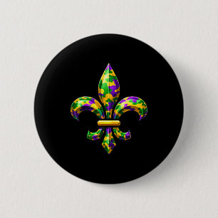 Tarnmuster Fleur De Lis Mardi Gras Louisiana New O Button