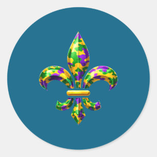 Tarnmuster fleur de lis mardi gras louisiana new o runder aufkleber