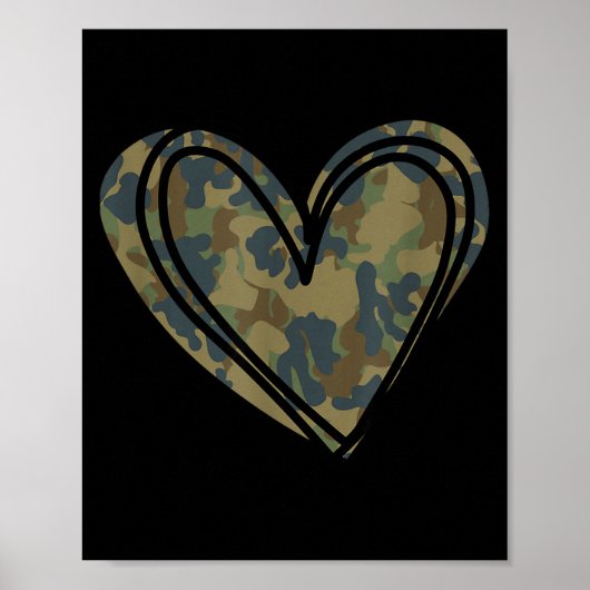 Tarnmuster-Herz Valentinstag Poster (Vorne)