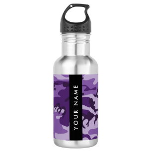 Tarnmuster in Lila - Namen personalisieren Edelstahlflasche