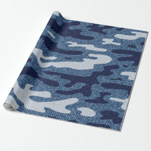 Tarnmuster-Jeans-Hintergrund. Vintage gefleckte De Geschenkpapier