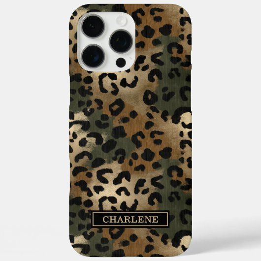 Tarnmuster Leopardenprint Monogramm Case-Mate iPhone Hülle (Rückseite)