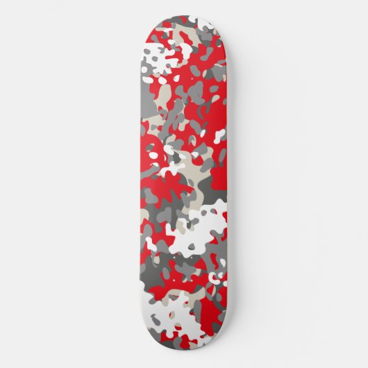 Tarnmuster-Skateboard Rot Schwarz Grau Weiß Skateboard (Vorderseite)