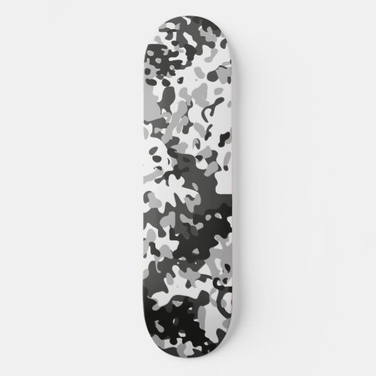 Tarnmuster-Skateboard Weiß Schwarz Grau Skateboard (Vorderseite)