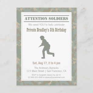 Tarnmuster Soldat Silhouette Armee Geburtstagsfeie Einladung