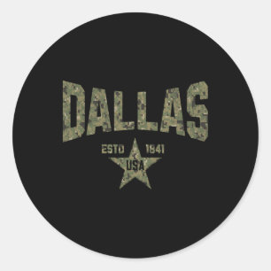 Tarnmuster-Souvenir USA Stern Dallas Texas Runder Aufkleber