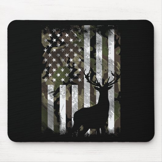 Tarnmuster US-Flag Hirsch Elch Bock Jagd Jäger Mousepad (Vorne)
