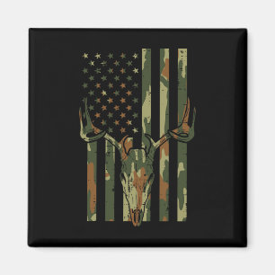 Tarnmuster US-Flag Hirsch-Schädel Vintage Jagd Pat Magnet