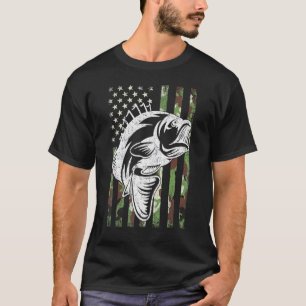 Tarnung Angeln USA-Flagge Bass-Angler Vater T-Shirt