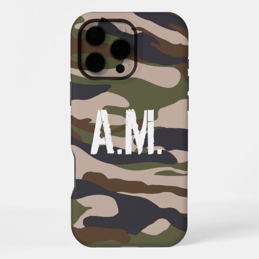 Tarnung Armee Monogramm Braun Grün iPhone Hülle (Rückseite)