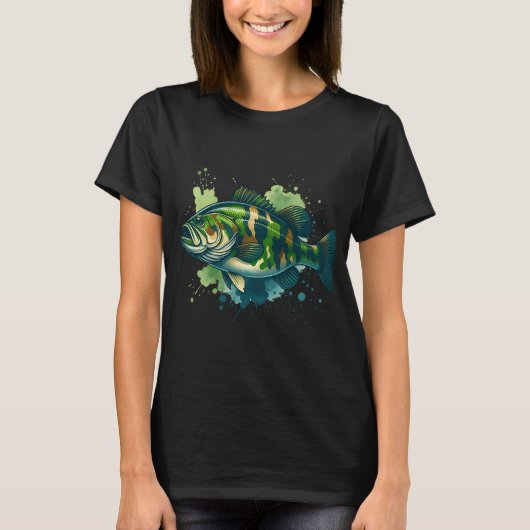 Tarnung Großmaulbarsch mit Spritzeffekt T-Shirt (Vorderseite)