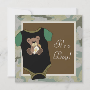 Tarnung in Army-Grün - Baby Shower für Jungen Einladung