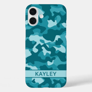 Tarnung in Teal personalisiert iPhone 16 Plus Hülle