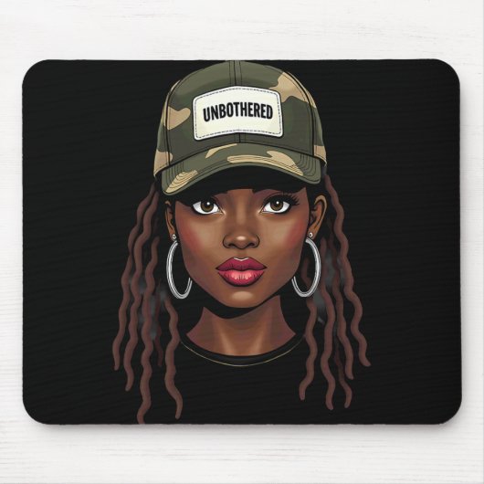Tarnung Juneteenth Unbesorgt Schwarzes Mädchen Loc Mousepad (Vorne)