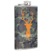 Tarnung Orange Hirschbock Jagd | Monogramm Flachmann (Rechts)