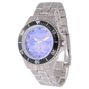 Tarnung Pastellblau abstraktes Muster Herren Armbanduhr