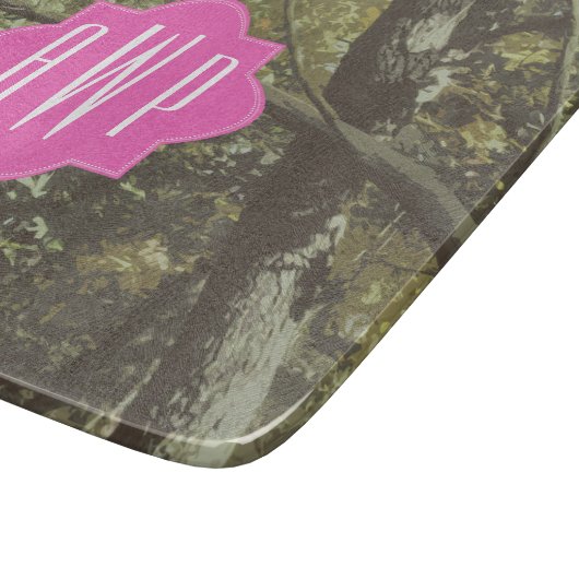 Tarnung + Rosa Monogramm Schneidebrett (Ecke)