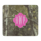 Tarnung + Rosa Monogramm Schneidebrett (Vorderseite)