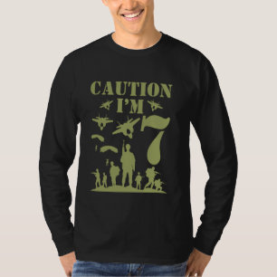 Tarnung Sieben Geburtstagsjunge Militär 7. Party J T-Shirt