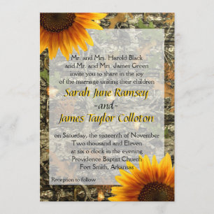 Tarnung & Sonnenblumen Hochzeitseinladung Einladung