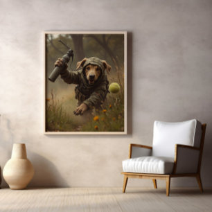 Tarnung, Tennisball und taktische Pfoten Poster