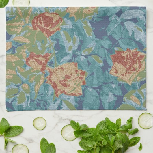 Tarnung und Blumen Geschirrtuch (Gefaltet)