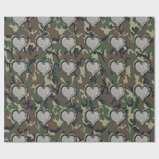 Tarnung Woodland Forest Heart Geschenkpapier (Flach)