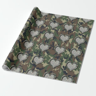 Tarnung Woodland Forest Heart Geschenkpapier