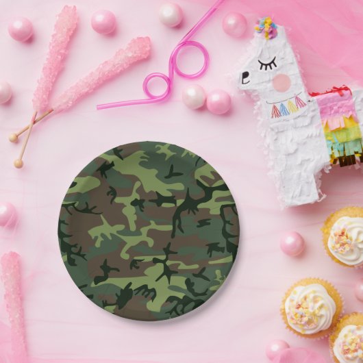 Tarnungs-Camouflage-Grün-Brown-Muster Pappteller (Party)