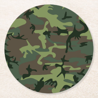 Tarnungs-Camouflage-Grün-Brown-Muster Runder Pappuntersetzer