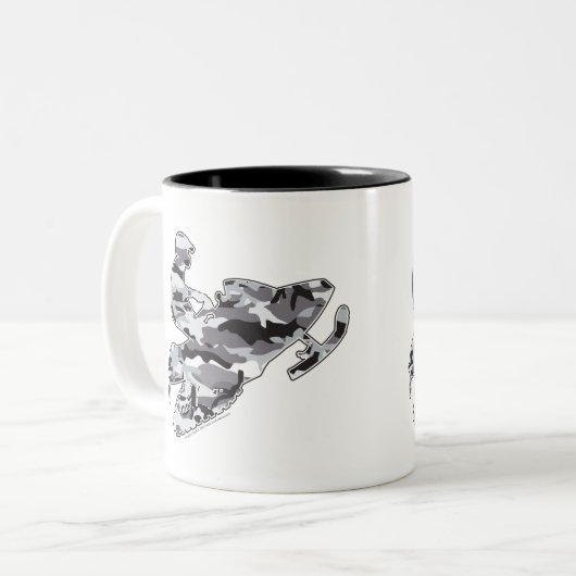 Tarnungs-Grau Snowmobiler Zweifarbige Tasse (Vorderseite Links)