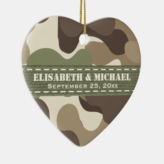 Tarnungs-Herz-personalisierte Hochzeits-Verzierung Keramikornament (Rechts)