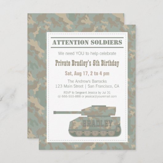 Tarnungs-Militär druckt Einladung (Vorne/Hinten)