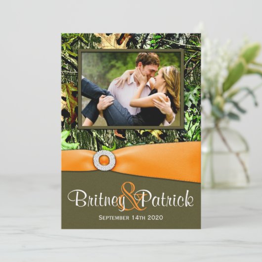 Tarnungs-orange Einladung (Stehend Vorderseite)