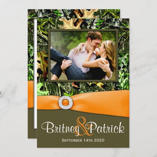 Tarnungs-orange Einladung (Vorne/Hinten)