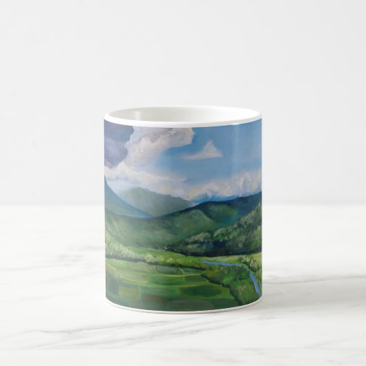 Taro Fields Hanalei Hawaii Ölgemälde Kaffeetasse (Mittel)
