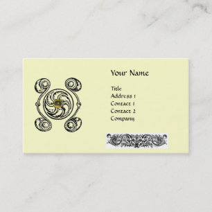 TAROT 2 Schwarz-weiß Creme-Monogramm Visitenkarte