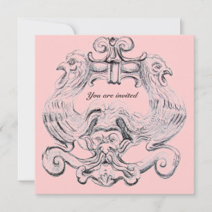 TAROT/ANTIQUE FLORENTINENGROTESQUE Rosa Schwarz Einladung