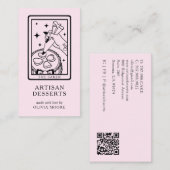 Tarot Artisan Baker Dessert Caterer QR Code Pink Visitenkarte (Vorne/Hinten)