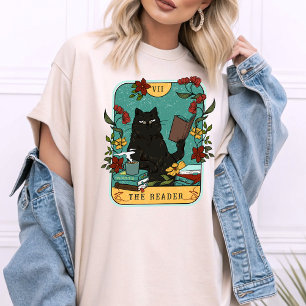 Tarot Ästhetische Funny Cat The Reader Booklover T-Shirt
