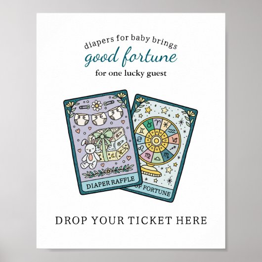 Tarot Baby Shower Diaper Raffle Table Sign Poster (Vorne)