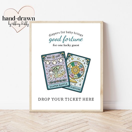 Tarot-Baby-Shower-Windel-Raffle-Tischschild Poster