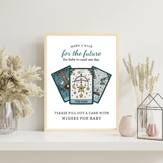 Tarot Baby Shower Wishes for Baby Activity Sign Poster