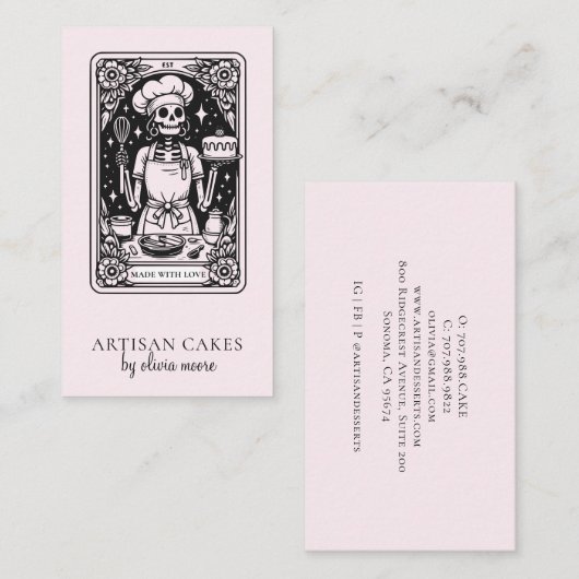 Tarot Bäcker Röte Rosa Gebäck Koch Visitenkarte (Vorne/Hinten)