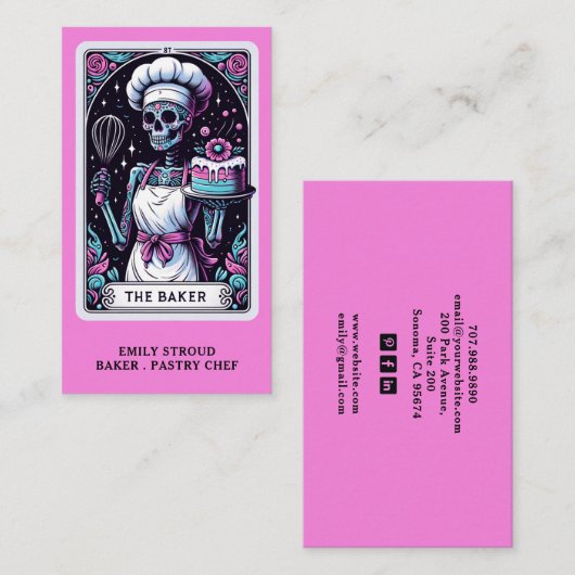 Tarot Baker Business Card Visitenkarte (Vorne/Hinten)