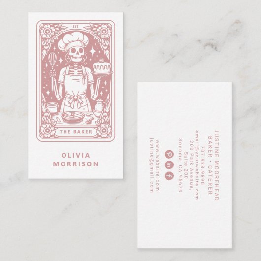 Tarot Baker Konditorei Koch Dessert Caterer Dusty Visitenkarte (Vorne/Hinten)