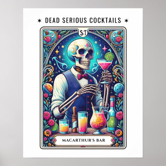 Tarot Bartender Bar Dead Serious Cocktails  Poster (Vorne)